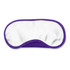 A full-color eye mask featuring a white fabric center bordered by a purple trim.
