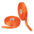 Two rolls of bright orange personalised ribbon, 25mm wide, displayed side by side with a smooth texture.