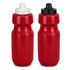 A drink bottle set featuring two red bottles with white and black caps, each with a logo.