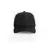 A black cap with a perforated design and a front peak. Features a logo on the front.