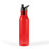 A drink bottle with a sleek design in bright red, featuring a black spout and a flip-top lid for easy access.