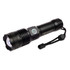 A sleek black rechargeable torch with a bright LED light and a wrist strap.