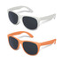 Malibu Basic Sunglasses in two color options: a light gray pair and an orange pair, both featuring dark lenses.