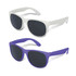 Malibu Basic Sunglasses in white and purple with dark lenses, featuring a logo on the side.