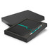 A black notebook with a teal accent and a matching pen, presented in a sleek black gift box.
