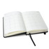 A5 daily diary for 2027 with a black cover, featuring blank monthly calendar pages and a bookmark ribbon.