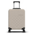 A beige Rollink Flex 360 spinner suitcase with a textured surface and retractable handle, featuring wheels for mobility.