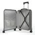 A 26" wheeled suitcase in grey with a patterned interior, featuring multiple compartments and a retractable handle.