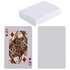 A deck of playing cards featuring a Queen of Diamonds card, accompanied by a blank card, housed in a simple white box.