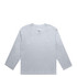 A light grey long-sleeve tee with a crew neck and a logo on the front. Suitable as a casual shirt.