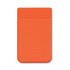 An orange Lycra phone wallet featuring a pocket, suitable for holding a phone or cards. It has a smooth finish and rounded edges.