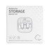 A compact storage bracket set featuring various interfaces for mobile devices, displayed in a white box with a logo.