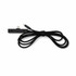 A black charging cable featuring a USB connector and a rounded end, neatly coiled for easy storage.