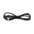 A black charging cable with a braided design and USB-C connector, featuring a logo on one side.