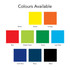 A selection of colour swatches for the Capella Tote Bag, featuring white, yellow, orange, red, bright green, green, light blue, dark blue, navy, and black.