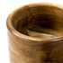 A wooden mortar with a smooth, polished interior, showcasing rich brown tones and natural grain patterns.