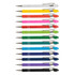 A set of stylus pens in various colours, including white, red, pink, green, blue, and black, featuring silver accents.