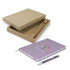 A purple notebook with an elastic closure and a matching pen, showcased in a brown cardboard gift box.