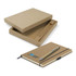 A Kraft notebook with a matching pen inside a kraft box. The notebook features a logo on the cover.