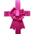Large pink decorative door bow with long ribbon tails on a white background.