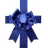 Large royal blue decorative door bow with ribbon tails on a white background.