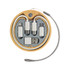 A circular charger set with a bamboo exterior, featuring various connectors and a USB port inside.