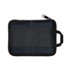 A black zippered bag with mesh detailing, featuring a handle on one side.