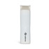 A white mini lint roller with a logo, featuring a compact design for easy handling.