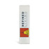 A white packaging with a logo and illustration, featuring a red and yellow design.