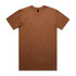 A plain brown t-shirt with a classic crew neckline and short sleeves. It features a logo at the neck area.