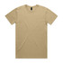 A beige T-shirt with a round neck and short sleeves, featuring a logo on the label.