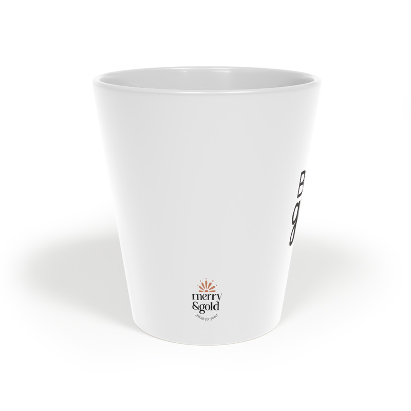 Merry & Gold Be Good Coffee Quote Latte Mug | 12oz Ceramic