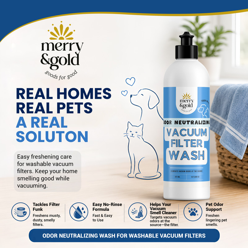 Odor Neutralizing Vacuum Filter Wash No-Rinse Solution for Washable Vacuum Filters