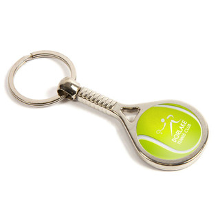 Tennis Racket Silver Metal Key Fob  - Pack of 100