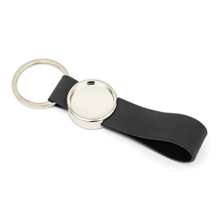 Black Silicone Strap Key Fob 25mm Round - Pack of 100