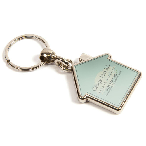 House Shaped Silver Metal Key Fob  - Pack of 100