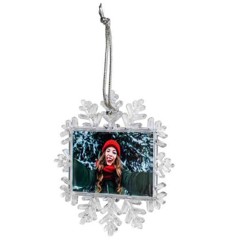 XSFD-CLEAR-50 - Snowflake Christmas Tree Hanger Ornament 70 x 45mm - Pack of 50