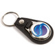 25mm Round Black Leather Look Key Fob - Pack of 100