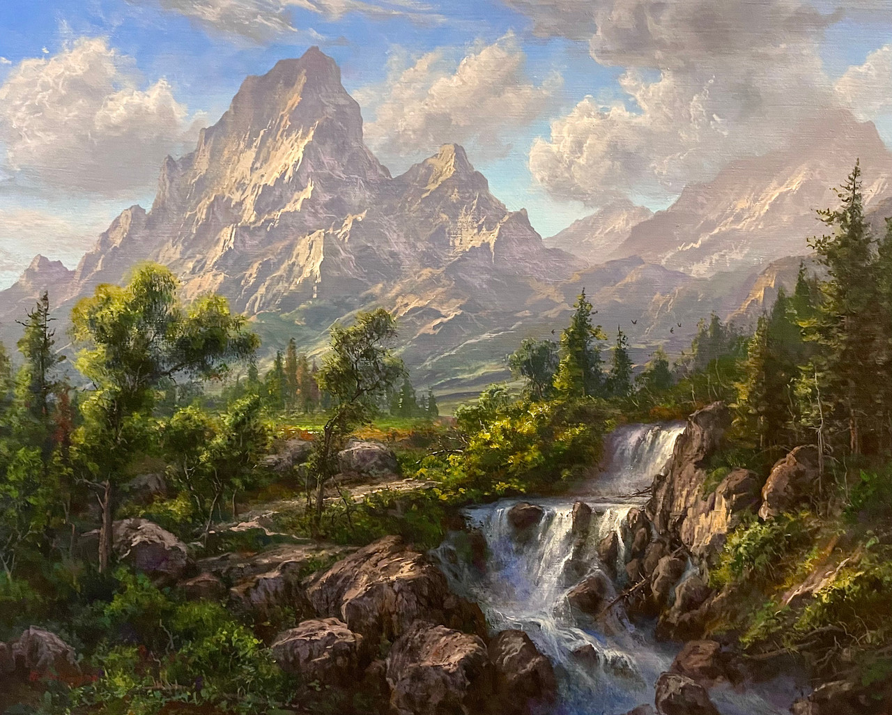 Into the Mountains. Original Acrylic on Hard Board