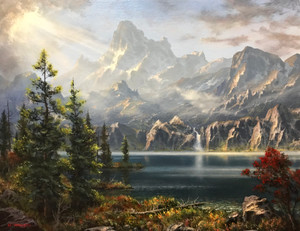 Thinking of Bierstadt - 11x14 inches. Acrylic on Stretched Canvas