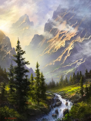 Valley Daybreak - 9x12 inches. Acrylic on Stretched Canvas