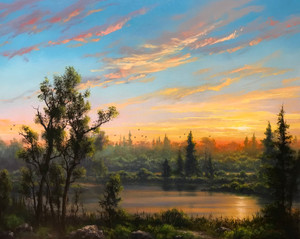 Birds at Sunset - 16x20 inches. Acrylic on Stretched Canvas Birds at Sunset - 16x20 inches. Acrylic on Stretched Canvas
