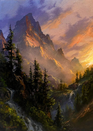 Sunset Moment  - 12x9 inches. Original Acrylic on Stretched Canvas