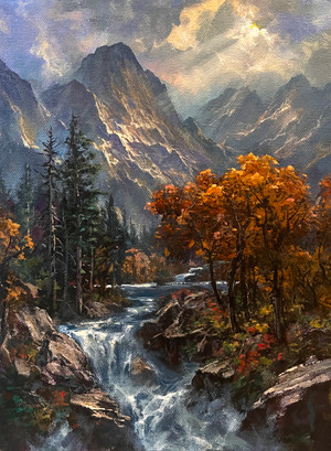 Autumn Mountain. Original Acrylic on Stretched Canvas