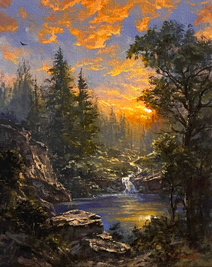 Sunset Seclusion - 10x8 inches. Original Acrylic on Stretched Canvas. • Free U.S. Shipping