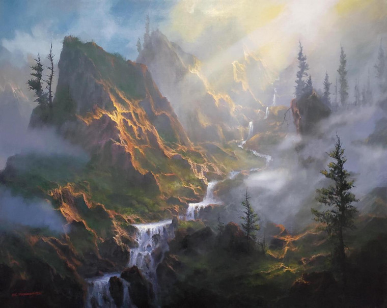 "Misty Falls" - 16x20 inches, Acrylic on Canvas