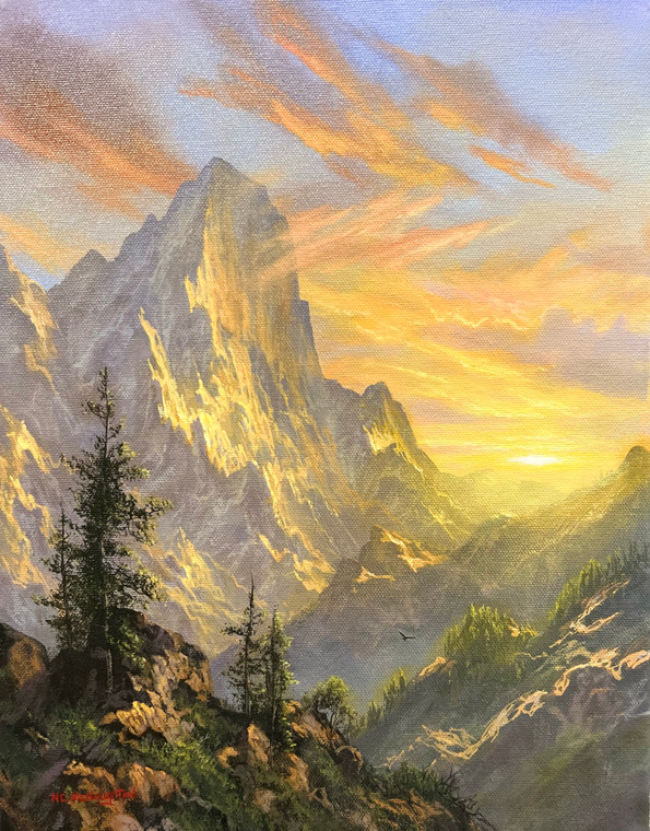 Mountain Eventide - 11x14 inches. Acrylic on Stretched Canvas