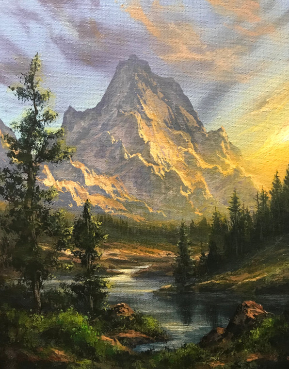 Mountain Lake Solitude - 8x10 inches. Acrylic on Stretched Canvas