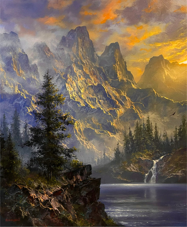 (NEW!) Sunset Grandeur - 24x20 inches. Original Acrylic on Stretched Canvas