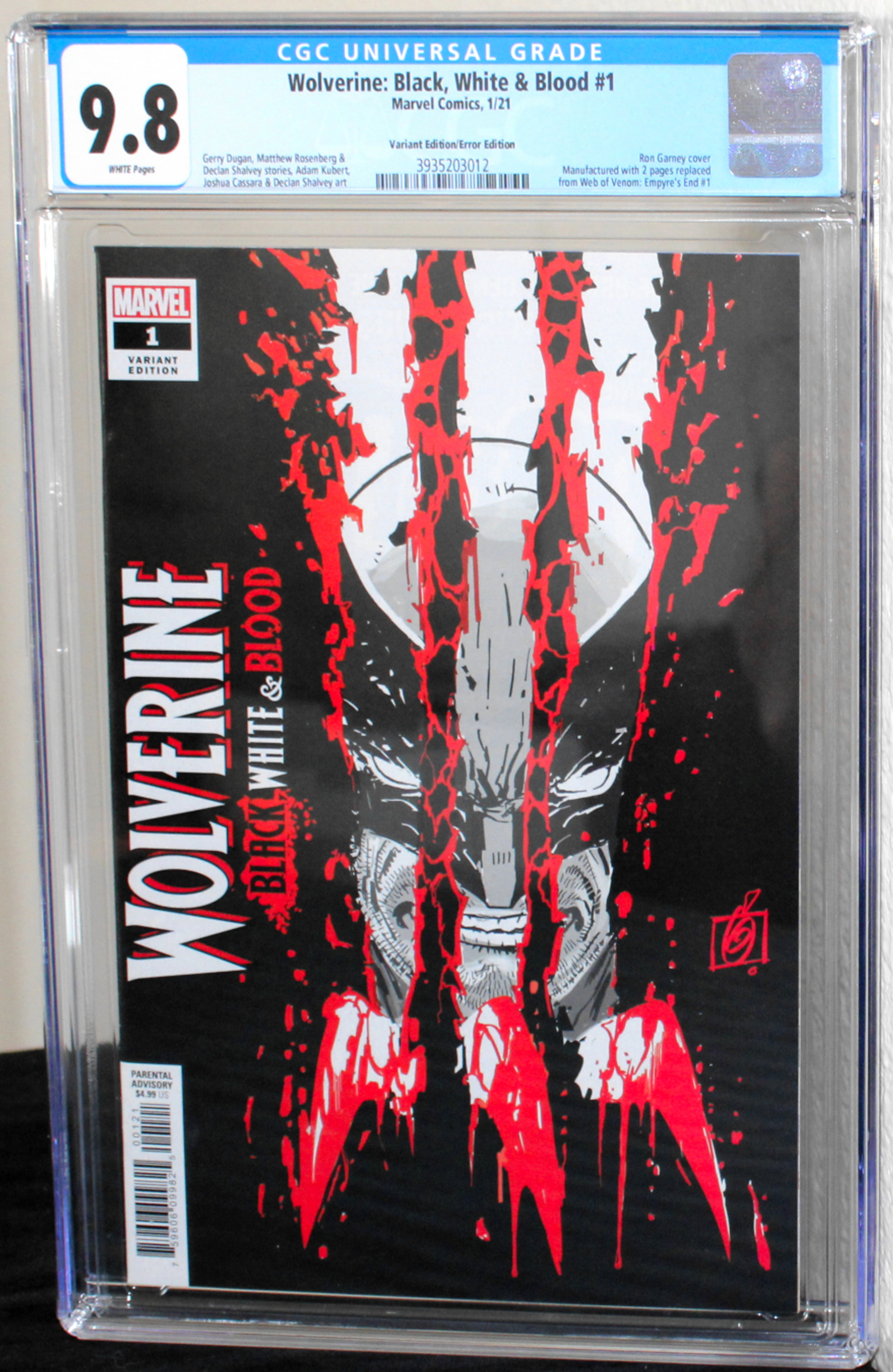 Wolverine: Black, White & Blood #1 Variant/Error Edition